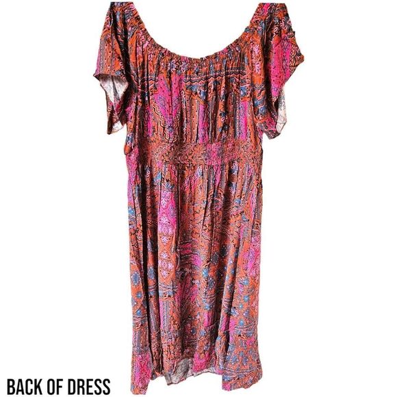 TORRID TEA LENGTH boho challis off shoulder peasent dress 2X - Picture 8 of 16